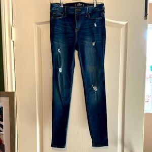 Hollister Blue Skinny Jeans with Distressed Details